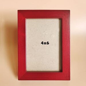 KELE MODEL 4x6 Picture Frames RED Solid Wood Frame, Plastic Panel (Film Needs to be Removed) Table or Wall.Front Window Opening 3.5x5.5 inch.