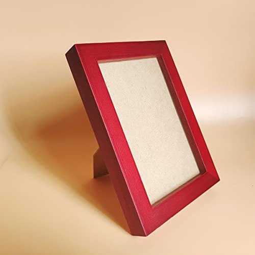 KELE MODEL 3.5x5 Picture Frames RED Solid Wood Frame, Plastic Panel (Film Needs to be Removed) Table or Wall.Front Window Opening 3x4.5 inch.