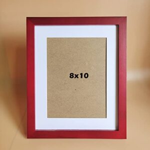 kele model 8x10 picture frames red solid wood frame, plastic panel (film needs to be removed) table or wall.front window opening 7.5x9.5 inch.