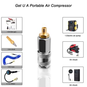 V2ine 1Pack Tire Inflator Electric Portable Air Compressor Adapter,Schrader Valve to 3 in 1 Quick Connector Coupler, Covert Your Air Pump to Pneumatic Tools Like Air Blow Gun, Air Wrench,Sander etc