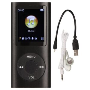 mp3 player, portable lossless sound slim mp3 music player with earphone, 1.8 inch lcd screen digital music player, （memory card not included）(black)