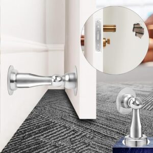 magnetic door stop, direct mounting without turning holes，magnetic door stoppers for bottom of door, protect the door from collision when opened (silver 1)