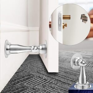 Magnetic Door Stop, Direct mounting Without Turning Holes，Magnetic Door Stoppers for Bottom of Door, Protect The Door from Collision When Opened (Silver 1)