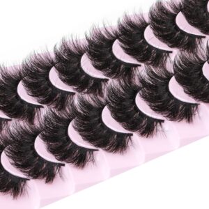 False Eyelashes Thick 20MM Lashes Mink Fluffy Volume 3D Fake Eyelashes Dramatic Full Long Faux Mink Eye Lashes Pack 8 Pairs Big Curly False Lash ALICROWN