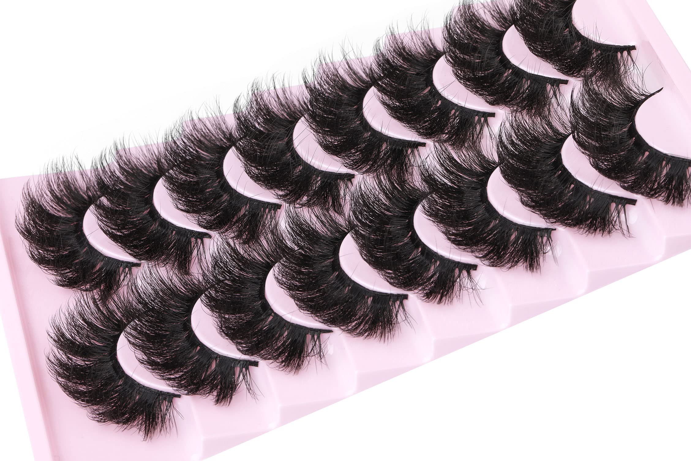 False Eyelashes Thick 20MM Lashes Mink Fluffy Volume 3D Fake Eyelashes Dramatic Full Long Faux Mink Eye Lashes Pack 8 Pairs Big Curly False Lash ALICROWN