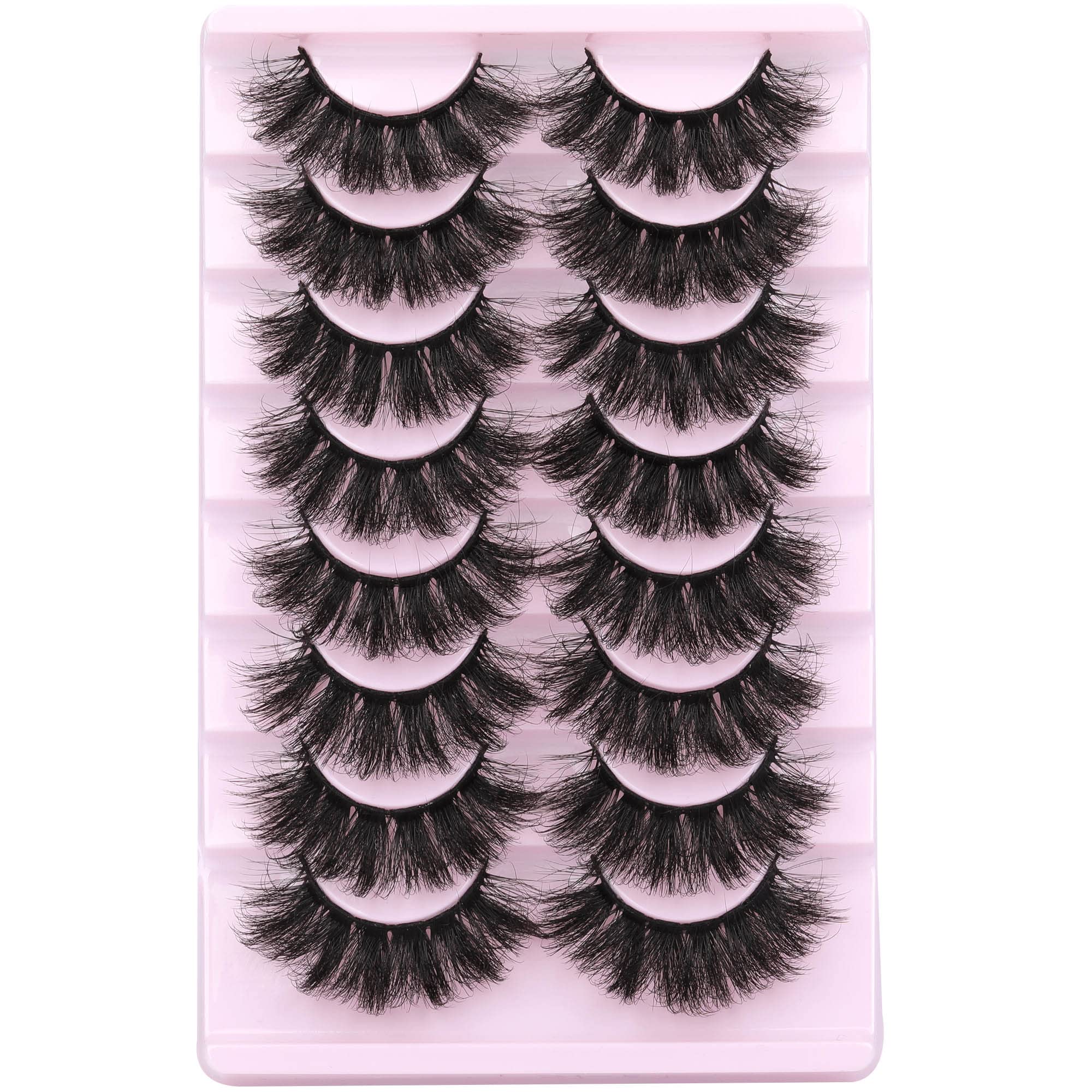 False Eyelashes Thick 20MM Lashes Mink Fluffy Volume 3D Fake Eyelashes Dramatic Full Long Faux Mink Eye Lashes Pack 8 Pairs Big Curly False Lash ALICROWN