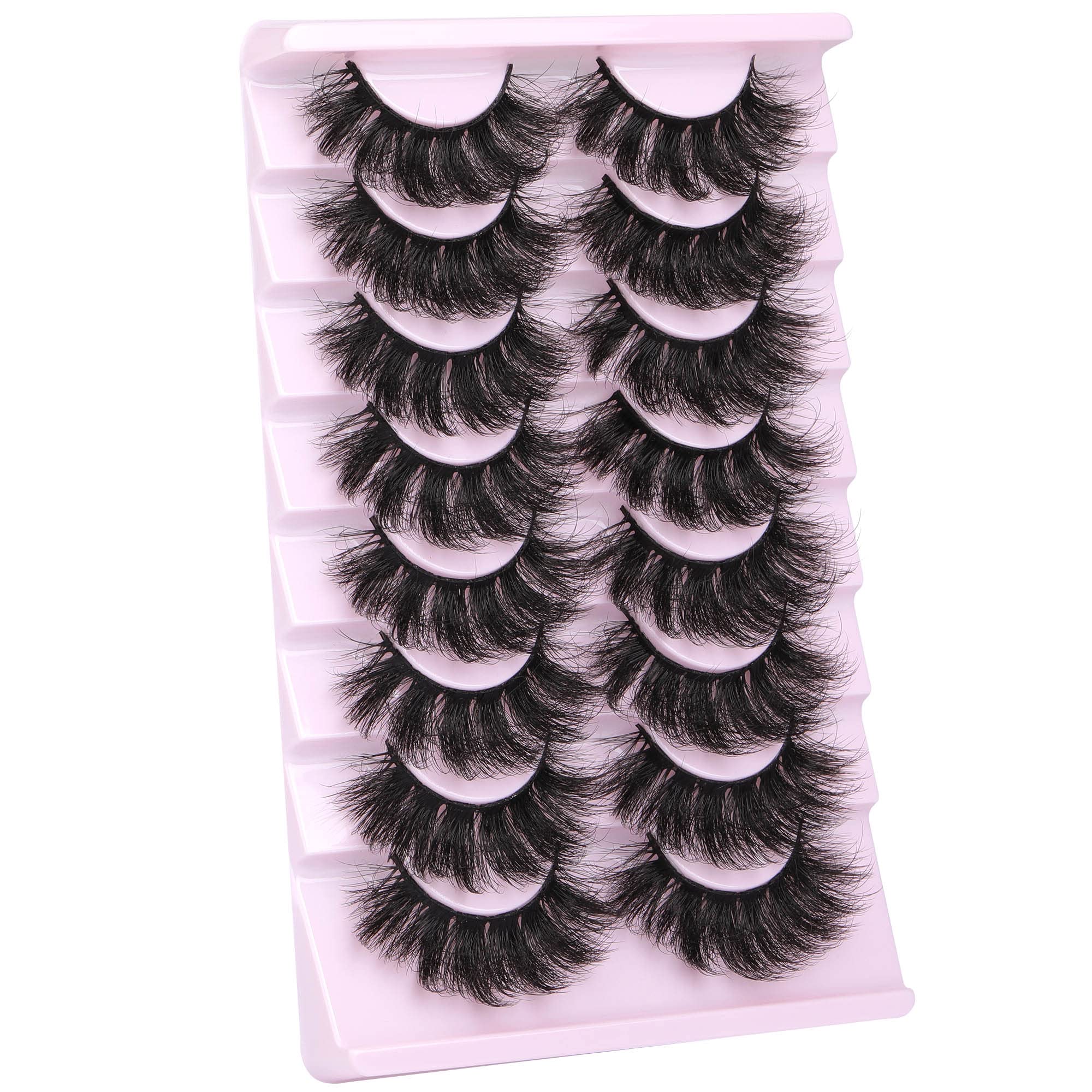 False Eyelashes Thick 20MM Lashes Mink Fluffy Volume 3D Fake Eyelashes Dramatic Full Long Faux Mink Eye Lashes Pack 8 Pairs Big Curly False Lash ALICROWN