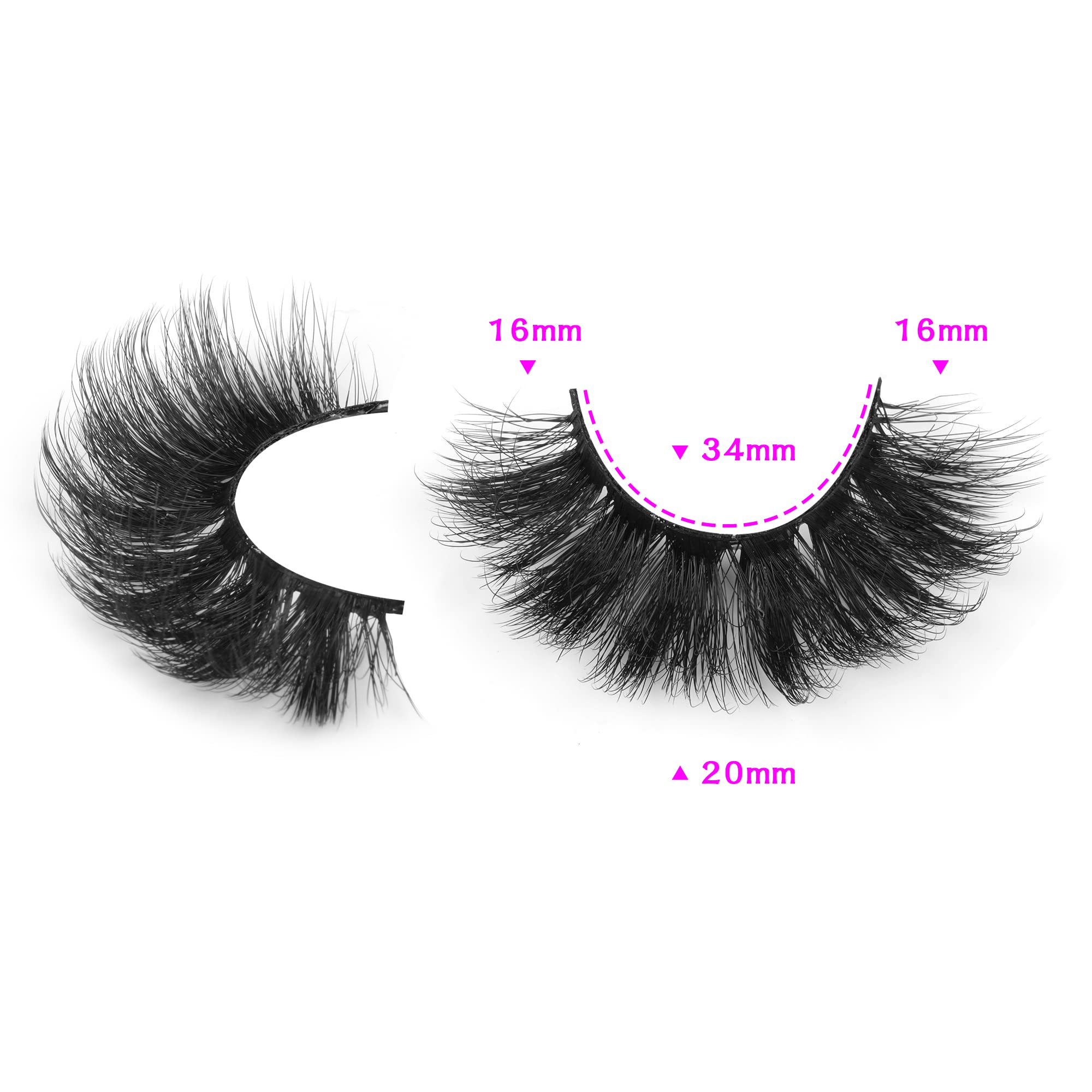 False Eyelashes Thick 20MM Lashes Mink Fluffy Volume 3D Fake Eyelashes Dramatic Full Long Faux Mink Eye Lashes Pack 8 Pairs Big Curly False Lash ALICROWN