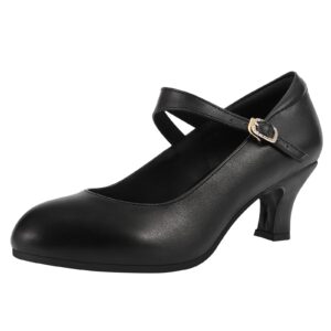 ankle strap dance heels womens character shoes ballroom latin dress pumps, 7.5 m us black