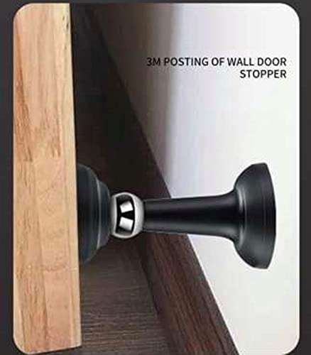 BPHome Magnetic Door Stop, Self-Adhesive Door Holder, Decorative Matte Black Door Stopper, Noise Reduction Silicone Made, Easy Install No Drilling, Magnet Door Stop Wall Protector, Wall-Floor Mount