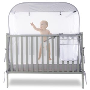 tetiny pop baby safety netting cover for crib pop up canopy to stop baby from climbing out top square frame more large room mosquito mesh with storage bag and carry bag