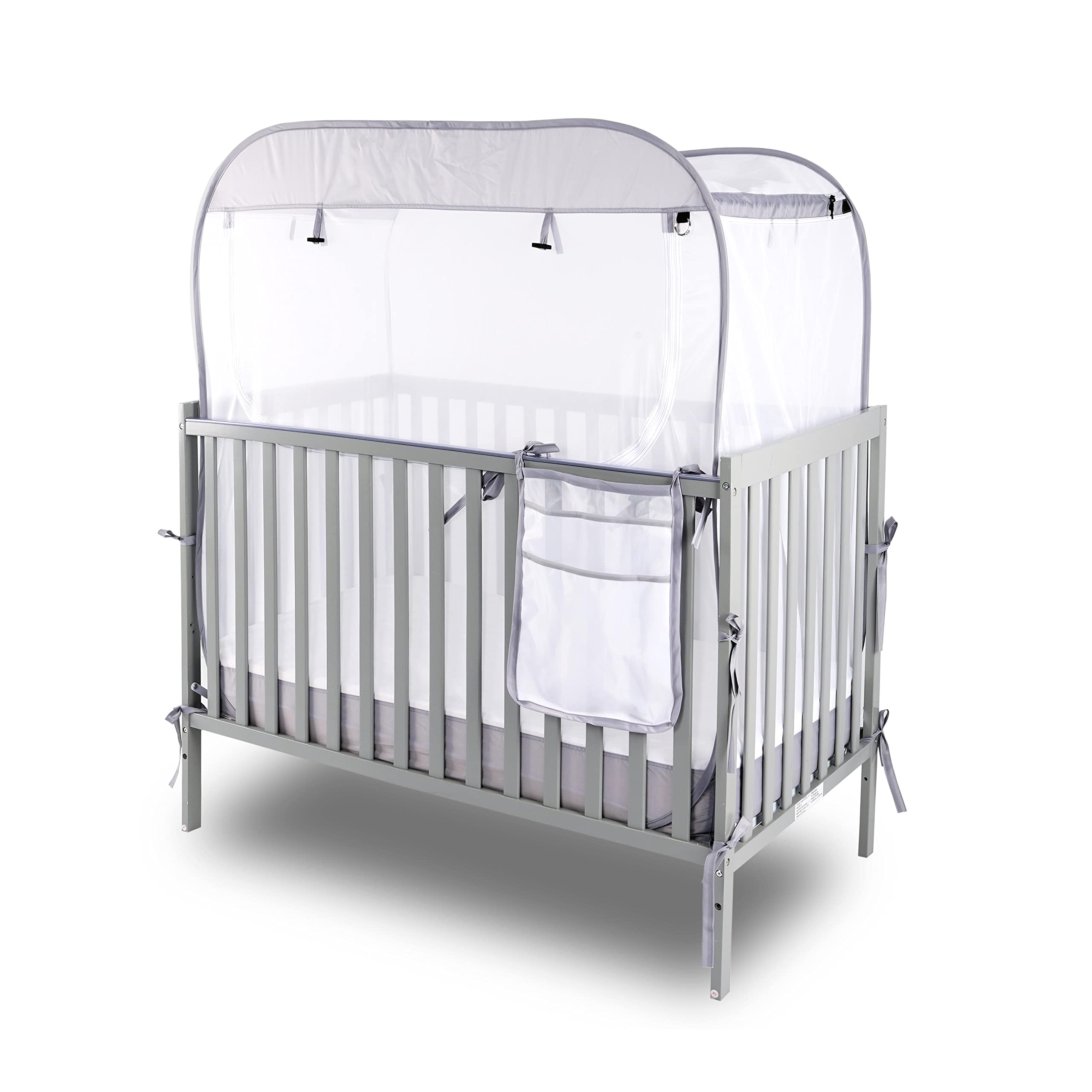 TETINY POP Baby Safety Netting Cover for Crib Pop Up Canopy to Stop Baby from Climbing Out Top Square Frame More Large Room Mosquito Mesh with Storage Bag and Carry Bag