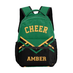 cheerleaders green yellow backpack with name text custom laptop bag for work travel office