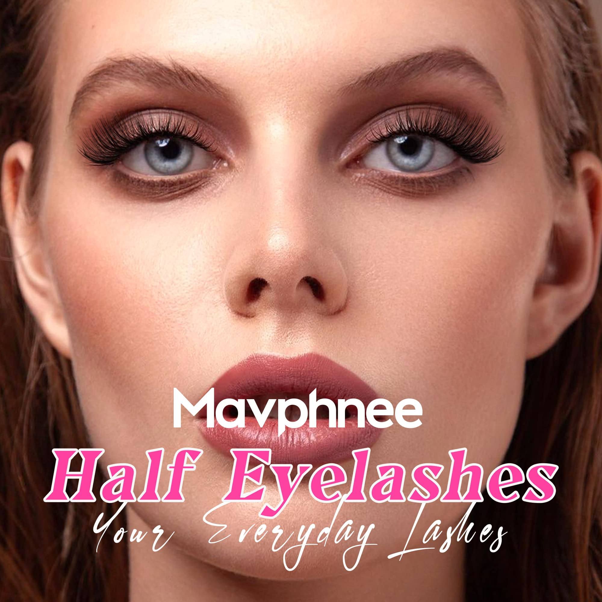 Half Lashes Natural Looking Cat Eye Lashes Accent Eyelashes Multi-layers Wispy Fluffy 3D Curly False Lashes Pack by Mavphnee