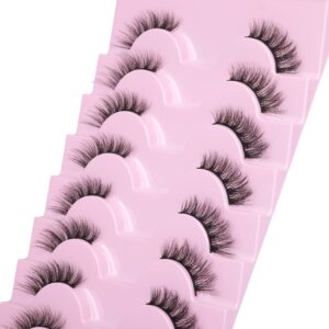 Half Lashes Natural Looking Cat Eye Lashes Accent Eyelashes Multi-layers Wispy Fluffy 3D Curly False Lashes Pack by Mavphnee