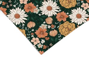 green vintage floral contact paper | shelf liner | drawer liner | peel and stick paper 1268 12in x 96in (8ft)