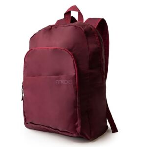 fitkicks hideaway packable zippered backpack, hiking, camping, outdoor and sport travel backpack, day pack for women and men, burgundy
