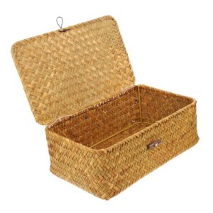 stobaza rattan storage box straw embroidery gift box simple woven basket iron lidded box rattan basket