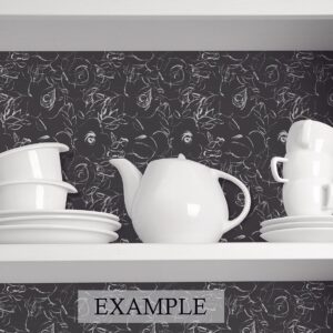 Black White Floral Contact Paper | Shelf Liner | Drawer Liner | Peel and Stick Paper 954 24in x 72in (6ft)