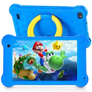 kids tablet, 7 inch eye protection ips screen, 2gb ram 32gb rom toddler tab, wifi, dual camera,games, parental control android 11 tablet for kids with kids-proof case…