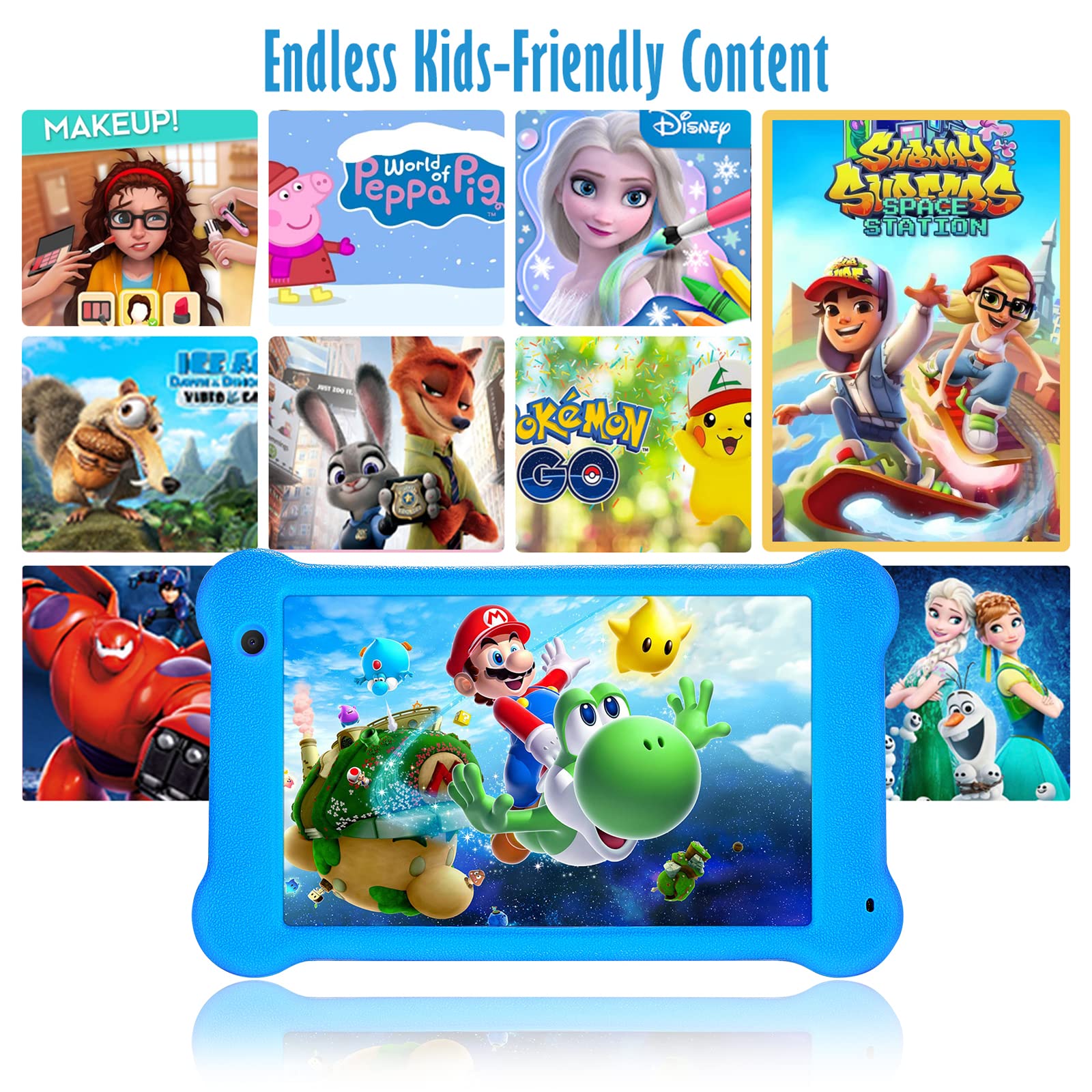 Kids Tablet, 7 inch Eye Protection IPS Screen, 2GB RAM 32GB ROM Toddler Tab, WiFi, Dual Camera,Games, Parental Control Android 11 Tablet for Kids with Kids-Proof Case…