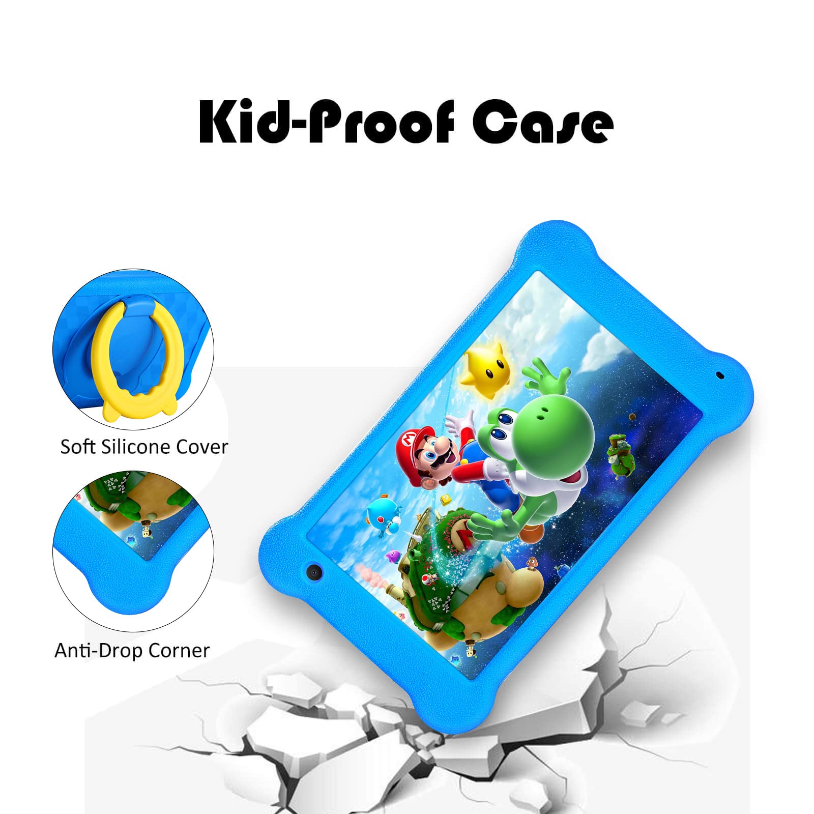 Kids Tablet, 7 inch Eye Protection IPS Screen, 2GB RAM 32GB ROM Toddler Tab, WiFi, Dual Camera,Games, Parental Control Android 11 Tablet for Kids with Kids-Proof Case…