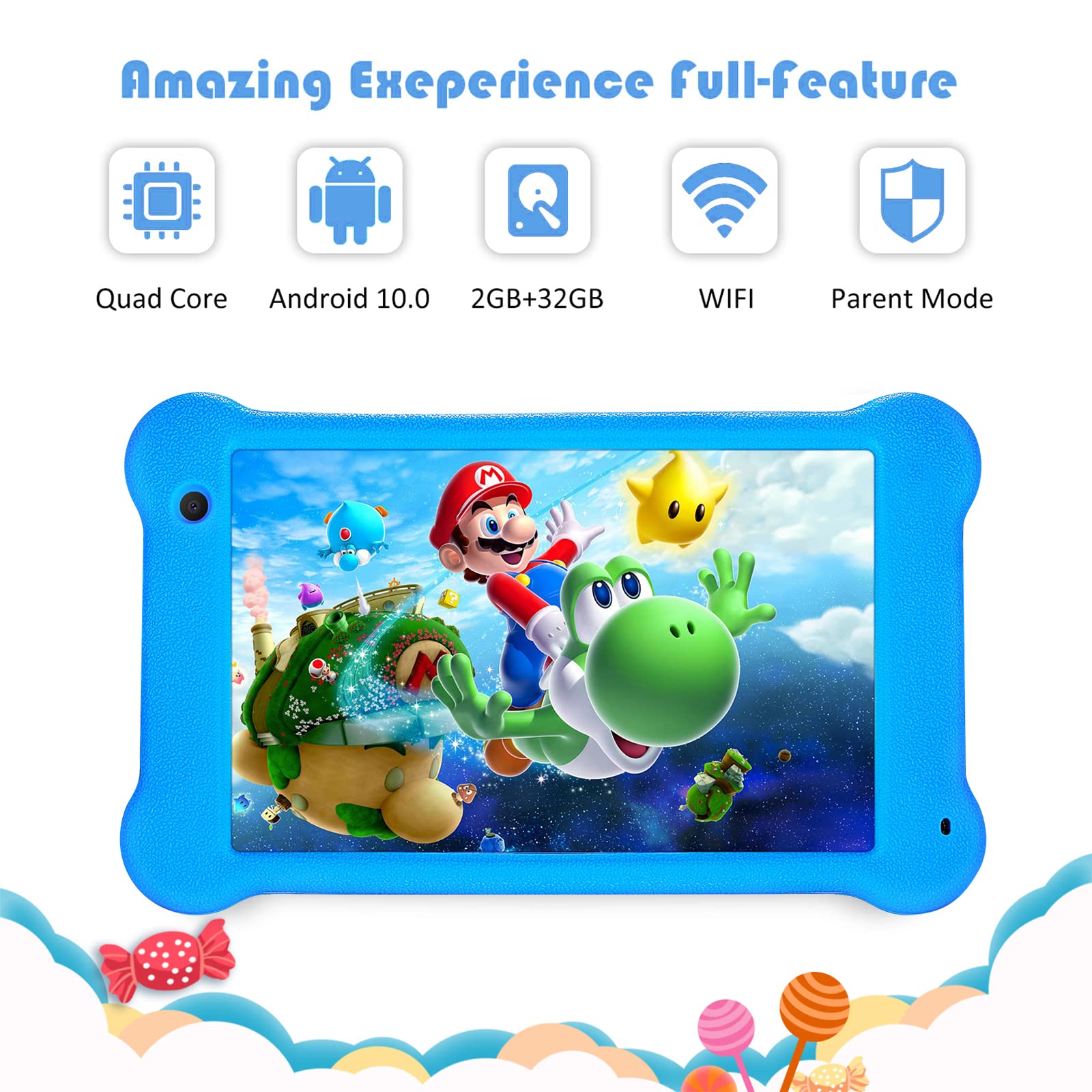 Kids Tablet, 7 inch Eye Protection IPS Screen, 2GB RAM 32GB ROM Toddler Tab, WiFi, Dual Camera,Games, Parental Control Android 11 Tablet for Kids with Kids-Proof Case…