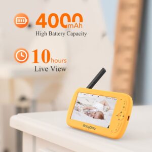 BabyTime Baby Monitor, 1080P Baby Camera Monitor No WiFi with 5" Display, Night Vision, Lullaby Player, Two Way Audio and VOX Mode, Temperature