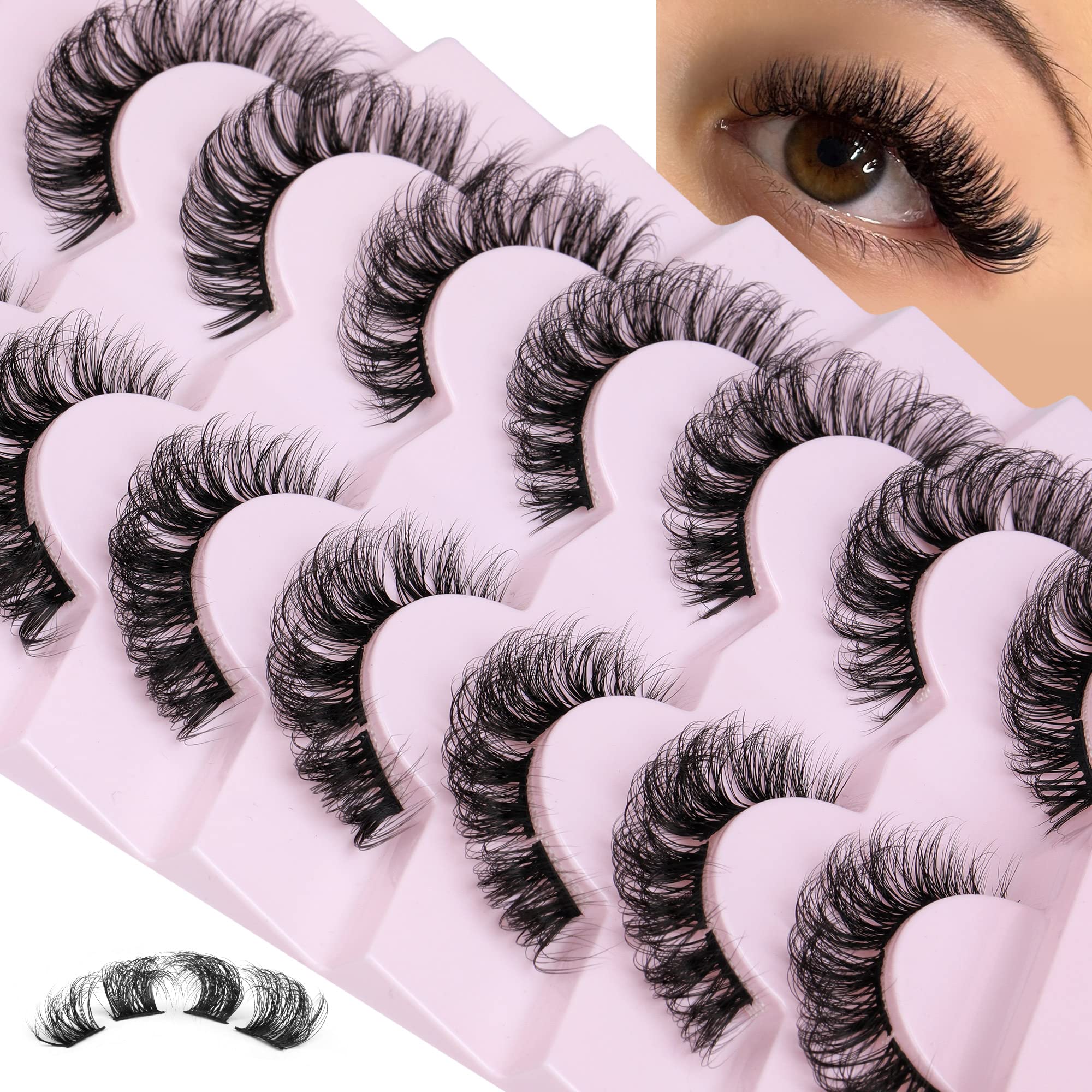 Natural Cluster Lashes Extensions Wispy Natural Look False Eyelashes Individual Lashes 3D Strips Eyelash Extensions DIY Lashes 7 Pairs Multipack