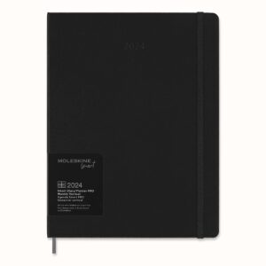 moleskine 12 month 2024 pro smart weekly vertical planner, hard cover, xl (7.5" x 9.5") black - compatible with moleskine pen+ (sold separately)