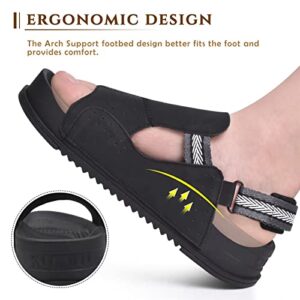 KUAILU Womens Comfortable Walking Platform Plantar Fasciitis Arch Support Ladies Athletic Orthotic Cushion Adjustable Back Strap Hiking Sandles Summer Open Toe Sport Outdoor Water River Black Size 8.5