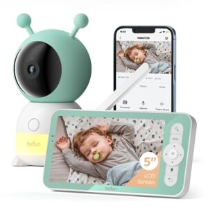 boifun 5" baby monitor, 2k wifi baby camera via screen and app control, temper& humidity sensor, night vision, 2-way talk, cry& motion detection, free smart phone app, works with ios, android(baby6t)
