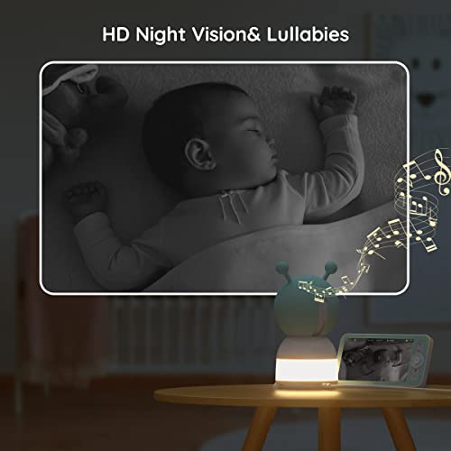 BOIFUN 5" Baby Monitor, 2K WiFi Baby Camera Via Screen and App Control, Temper& Humidity Sensor, Night Vision, 2-Way Talk, Cry& Motion Detection, Free Smart Phone App, Works with iOS, Android(Baby6T)