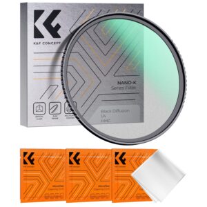 k&f concept 58mm black diffusion 1/4 filter mist cinematic effect filter with 18 multi-layer coatings for video/vlog/portrait photography (k-series)