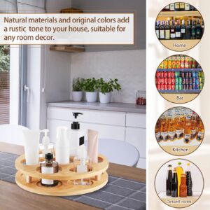 Tessco 2 Sets Rotating Coffee Syrup Organizer 7 Bottle Syrup Bottle Holder Rack Wood Bamboo Lazy Susan Countertop Freestanding Wine Rack Turntable Bottle Display Stand for Sauce Oil