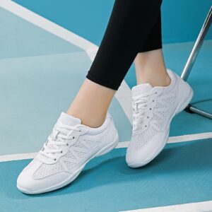 FLIOZY Womens Cheer Dance Shoes Girls White Breathable Lightweight Cheerleading Competition Shoes Athletic Sport Training Sneakers 37