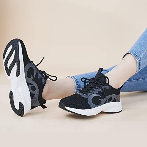 FUDYNMALC Womens Sneakers Comfortable Walking Shoes: Non Slip Breathable Tennis Shoes - Fashion Lightweight Running Shoes Black