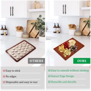 6PCS Silicone Dehydrator Sheets with Edg Non Stick Fruit Leather Trays for Dehydrator Reusable Silicone Dehydrator Tray Liners with Silicone Scraper for Food Vegetables Meat Liqui