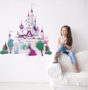 runtoo large castle wall art decals for girls bedroom princess wall stickers nursery kids home decor