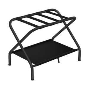 dunatou luggage rack, suitcase stand with storage shelf, luggage stand for guest room, hotel, bedroom, hold up to 200 lb, black, installation method is simpler than before