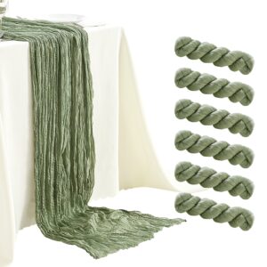 6 pack sage green cheesecloth table runners 10ft wide gauze table runners boho table runners for bridal shower wedding birthday party table decorations