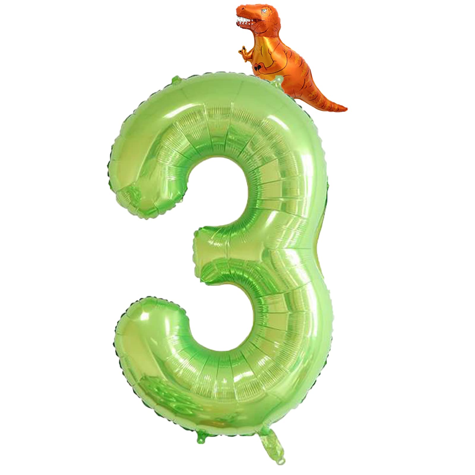 HIBILDER 2pcs Set, 40 Inch Green Number 3 & Mini Dinosaur Balloon for Boys Birthday Party Decorations, Jungle Green Theme, Children's Party Supplies