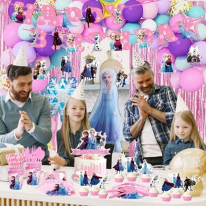 Kikuke Birthday Decorations, 265 Pcs Birthday Party Supplies Set for Girl includes Happy Birthday Banner, Balloons, Tableware, Tablecloth, Cupcake Topper