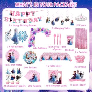 Kikuke Birthday Decorations, 265 Pcs Birthday Party Supplies Set for Girl includes Happy Birthday Banner, Balloons, Tableware, Tablecloth, Cupcake Topper