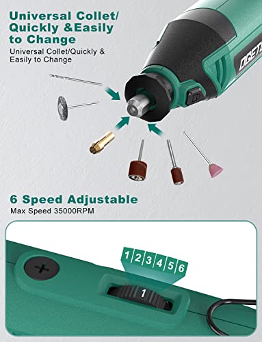 Ogeto Corded Power Rotary Tools with 6 Variable Speeds, 131 Accessories, Powerful Engraver, Polisher, and Sander, 5000-35000RPM Electric Drill Set for Handmade Projects and DIY Creations