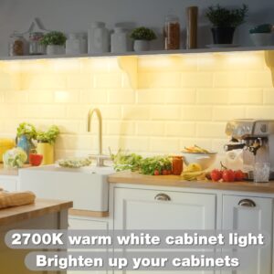 PHLSTYLE Under Cabinet Lights Plug in, 3 Pcs 12 Inch Under Cabinet Lighting, 2700K Warm White Closet Lights for Kitchen, Dimmable Under Counter Lights for Cupboard, Shelf, Workbench, Desk, Bookcase