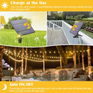 ZJOJO Solar String Lights Outdoor Waterproof 200FT(2 Pack), Solar Outdoor String Lights with 60 Shatterproof Sockets, LED Patio Lights Solar Powered & USB Port, IP65 Grade Solar Lights for Outside