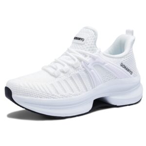 gokawyo womens running shoes walking slip on breathable sneaker for women, white, us 8.5