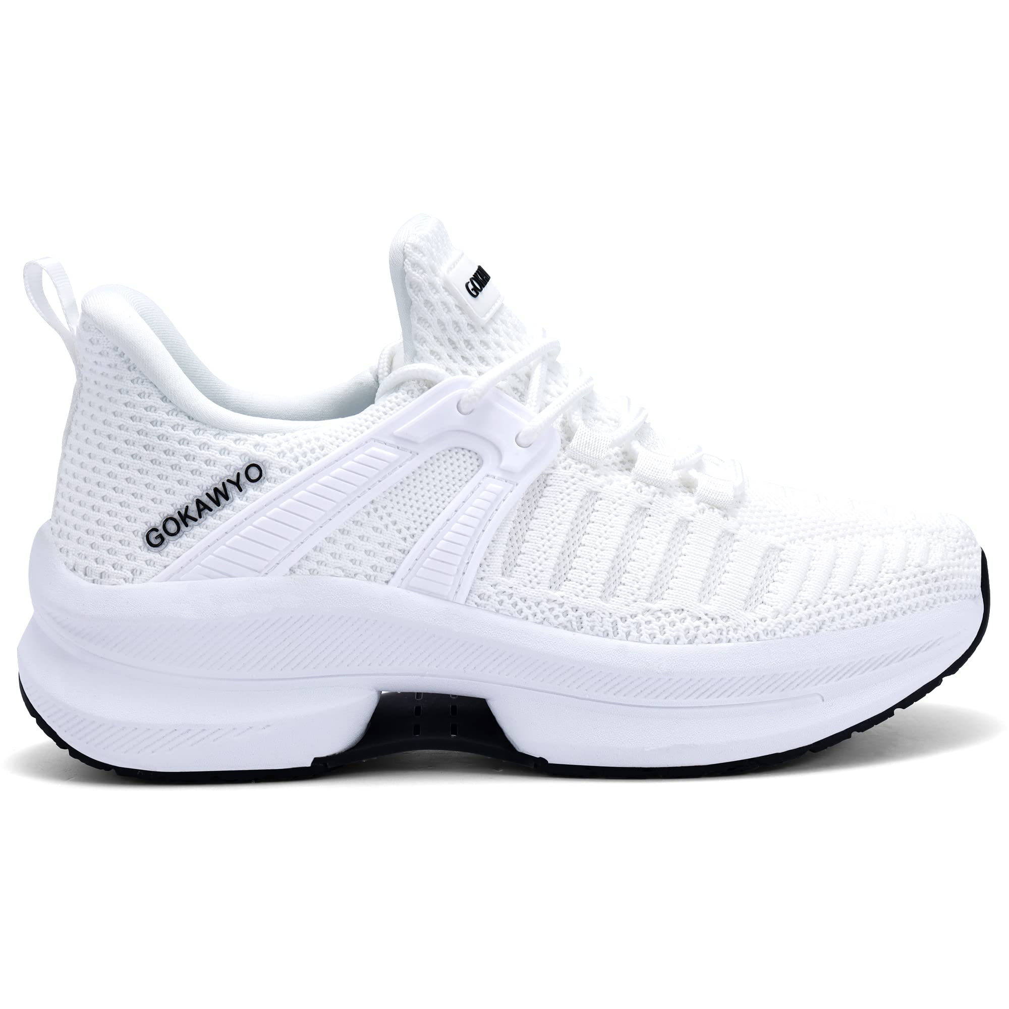 Gokawyo Womens Running Shoes Walking Slip on Breathable Sneaker for Women, White, US 8.5