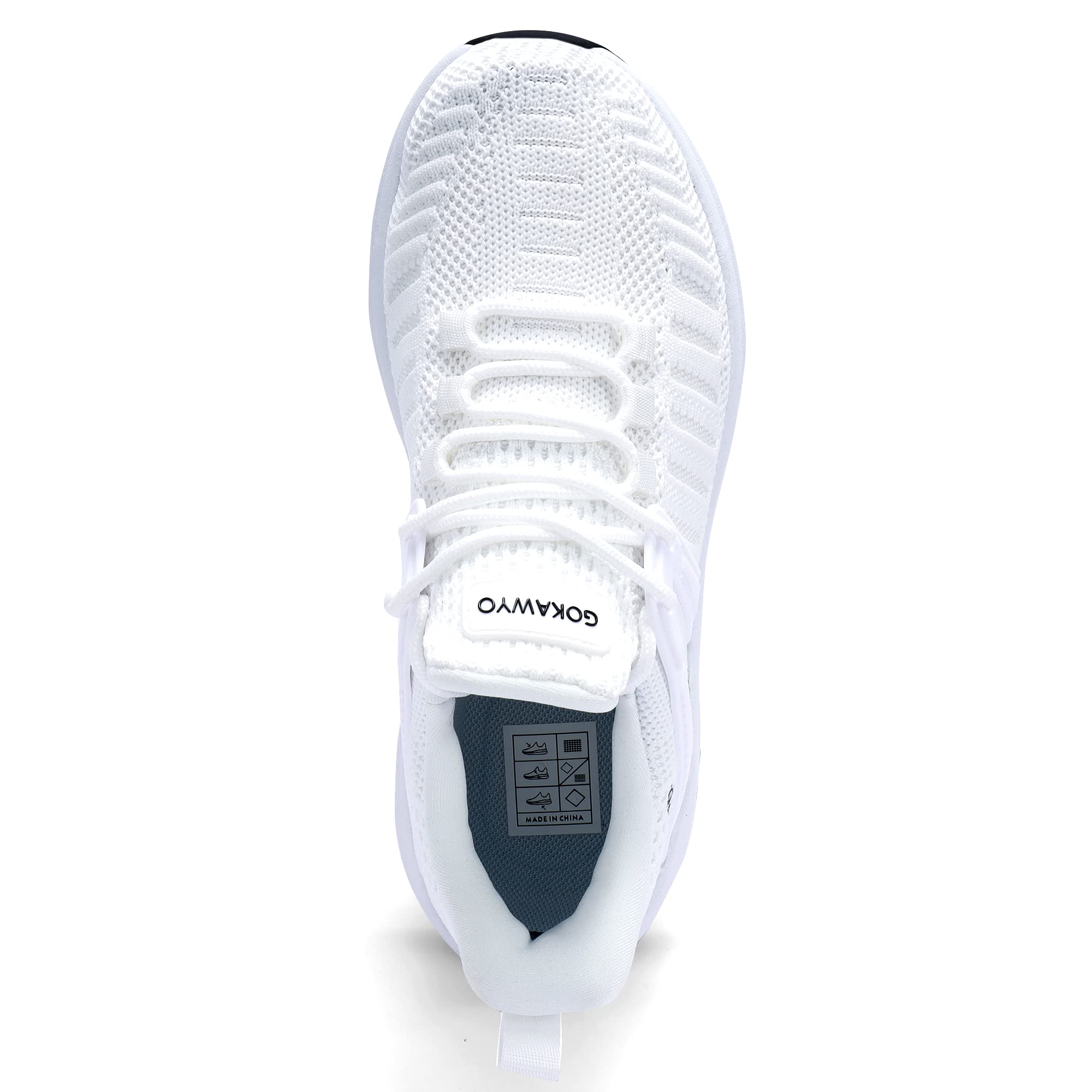Gokawyo Womens Running Shoes Walking Slip on Breathable Sneaker for Women, White, US 8.5